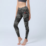 Buddha Stones Black Koi Fish Pattern Print Gym Leggings Women's Yoga Pants - Black - US18，UK/AU22，EU50 (4XL) - image 0