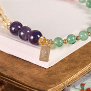 Buddha Stones Green Strawberry Quartz Citrine Queen Charm Calm Key Chain Phone Hanging Decoration - image 1