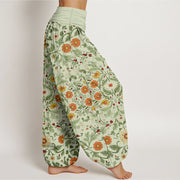 Buddha Stones Pure Cotton Colorful Flowers Vines Women's Elastic Waist Harem Pants - image 10