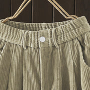 Buddha Stones Women's Winter Plain Corduroy Cotton High Waist Fleece-Lined Harem Pants With Pockets - image 20