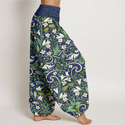 Buddha Stones Pure Cotton Elegant Lily Petal Leaf Pattern Women's Elastic Waist Harem Pants - image 10