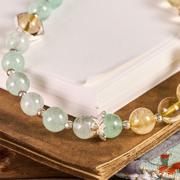 Buddha Stones Green Strawberry Quartz Citrine Beaded Soothing Key Chain Phone Hanging Decoration - image 1