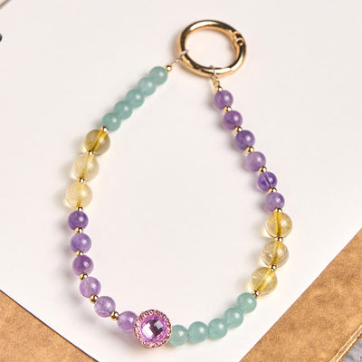 Buddha Stones Amethyst Green Aventurine Spiritual Awareness Key Chain Phone Hanging Decoration - Amethyst(Meditation ♥ Balance) - image 0