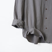 Buddha Stones Solid Color Long Sleeve Hooded Drawstring Buttons Linen Men's Shirt - image 12