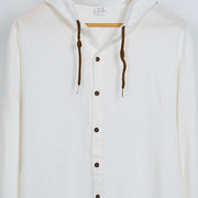 Buddha Stones Solid Color Long Sleeve Hooded Drawstring Buttons Linen Men's Shirt - image 7