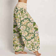 Buddha Stones Pure Cotton Layered Leaves Vines Flowers Pattern Women's Elastic Waist Harem Pants - image 10