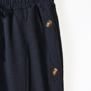 Buddha Stones Solid Color Side Buttons Men's Cotton Pants With Pockets - image 6