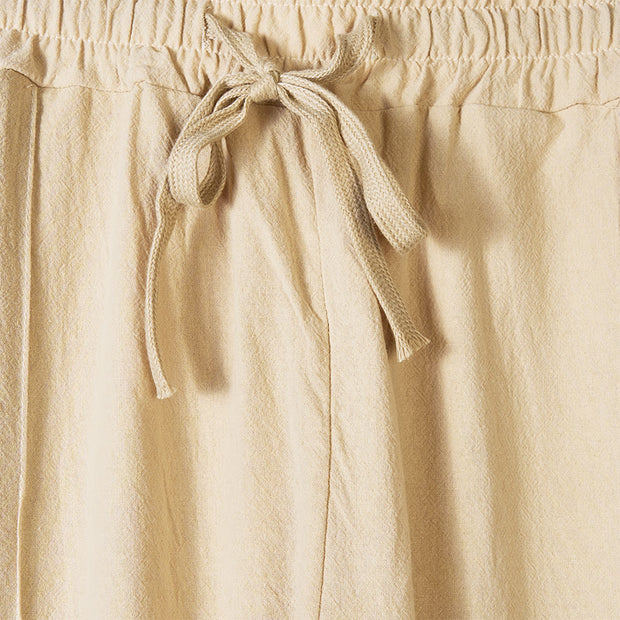 Buddha Stones Solid Color Side Buttons Men's Cotton Pants With Pockets - image 1