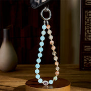 Buddha Stones 8mm Blue Chalcedony Super Seven Crystal Energy Key Chain Phone Hanging Decoration - image 2