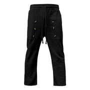 Buddha Stones Casual Plain Color Buttons Men's Cotton Pants With Pockets - Black - US/UK/AU46，EU56 (3XL) - image 5