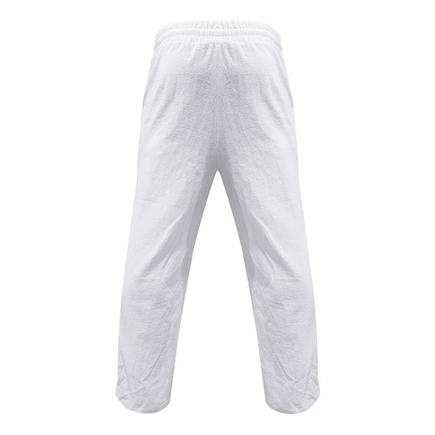 Buddha Stones Casual Plain Color Buttons Men's Cotton Pants With Pockets - image 1