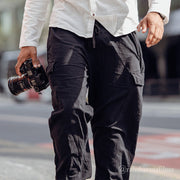 Buddha Stones Solid Color Linen Drawstring Men's Cargo Pants With Pockets - image 2