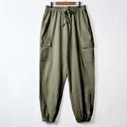 Buddha Stones Solid Color Linen Drawstring Men's Cargo Pants With Pockets - DarkSeaGreen - US/UK/AU46，EU56 (3XL) - image 28