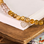 Buddha Stones Golden Tiger Eye Red Tiger Eye Heart Charm Strength Key Chain Phone Hanging Decoration - image 1