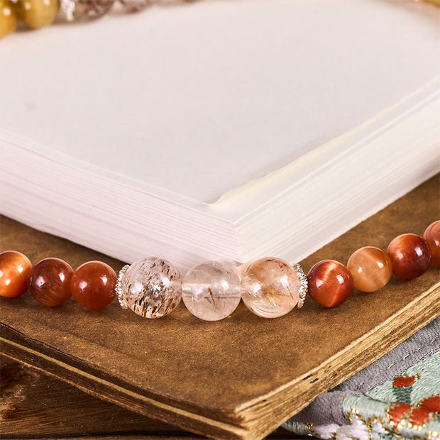 Buddha Stones Golden Tiger Eye Red Tiger Eye Heart Charm Strength Key Chain Phone Hanging Decoration - image 2