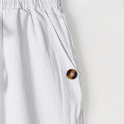 Buddha Stones Solid Color Buttons Drawstring Men's Cotton Pants With Pockets - image 8