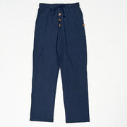 Buddha Stones Solid Color Buttons Drawstring Men's Cotton Pants With Pockets - SteelBlue - US/UK/AU46，EU56 (3XL) - image 0