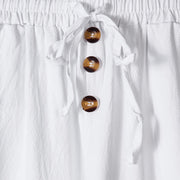 Buddha Stones Solid Color Buttons Drawstring Men's Cotton Pants With Pockets - image 9