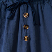 Buddha Stones Solid Color Buttons Drawstring Men's Cotton Pants With Pockets - image 2