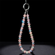 Buddha Stones Natural Strawberry Quartz Beaded Healing Key Chain Phone Hanging Decoration - image 3