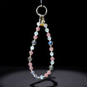 Buddha Stones Year of the Horse Strawberry Quartz White Cat's Eye Key Chain Phone Hanging Decoration - image 4