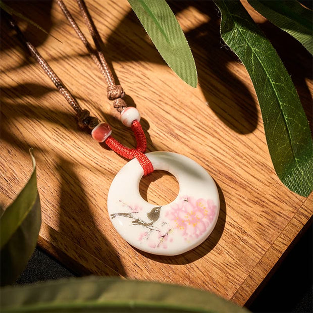 FREE Today: Enlightenment New Beginning Peony Peach Blossoms Lotus Ceramics Necklace Pendant - Peach Blossoms - image 23