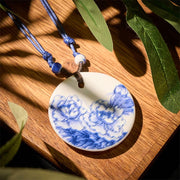 Buddha Stones Ethnic Peony Peach Blossoms Lotus Symbol Ceramics Necklace Enlightenment Pendant - Blooming Peonies - image 10