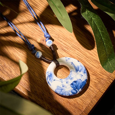 FREE Today: Enlightenment New Beginning Peony Peach Blossoms Lotus Ceramics Necklace Pendant - Lotus - image 0