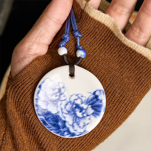 FREE Today: Enlightenment New Beginning Peony Peach Blossoms Lotus Ceramics Necklace Pendant - image 11