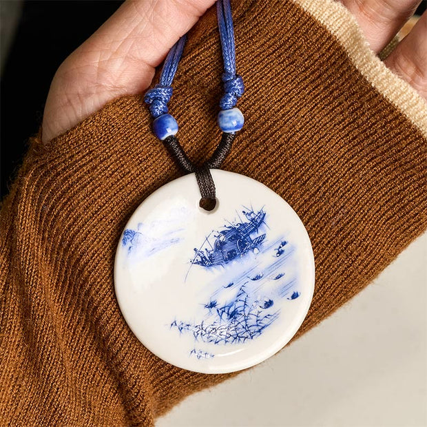 FREE Today: Enlightenment New Beginning Peony Peach Blossoms Lotus Ceramics Necklace Pendant - image 21