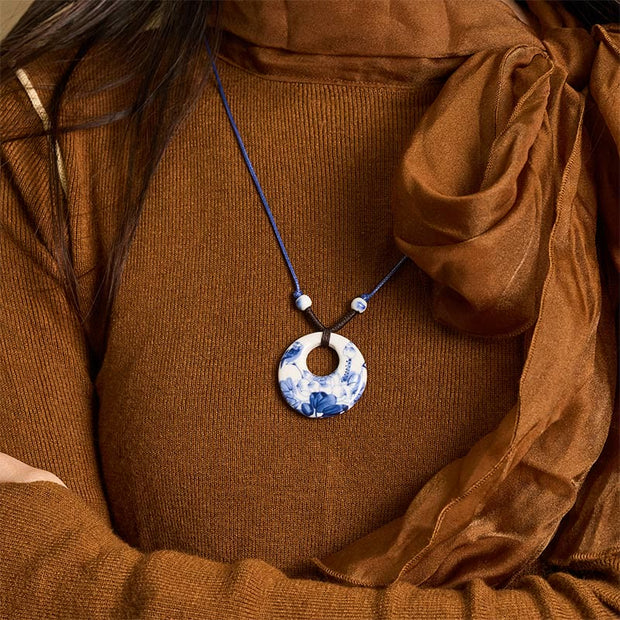 FREE Today: Enlightenment New Beginning Peony Peach Blossoms Lotus Ceramics Necklace Pendant - image 4