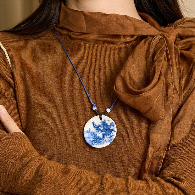 FREE Today: Enlightenment New Beginning Peony Peach Blossoms Lotus Ceramics Necklace Pendant - image 17