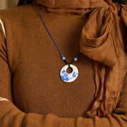 FREE Today: Enlightenment New Beginning Peony Peach Blossoms Lotus Ceramics Necklace Pendant - image 9