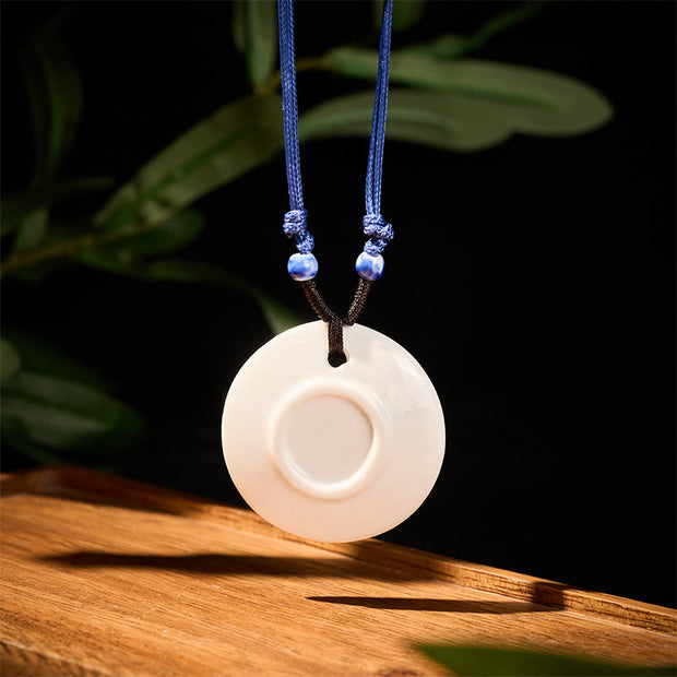 Buddha Stones Ethnic Peony Peach Blossoms Lotus Symbol Ceramics Necklace Enlightenment Pendant - image 20