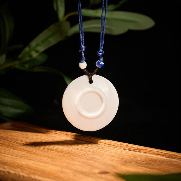 FREE Today: Enlightenment New Beginning Peony Peach Blossoms Lotus Ceramics Necklace Pendant - image 15