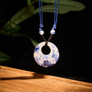 FREE Today: Enlightenment New Beginning Peony Peach Blossoms Lotus Ceramics Necklace Pendant - image 1