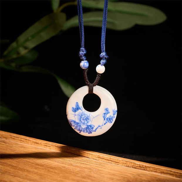 FREE Today: Enlightenment New Beginning Peony Peach Blossoms Lotus Ceramics Necklace Pendant - image 6