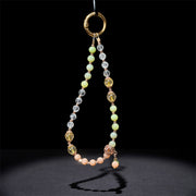 Buddha Stones Cyan Jade White Crystal Harmony Key Chain Phone Hanging Decoration - image 3