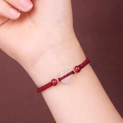 Buddha Stones Peace Buckle White Agate Flat Knot Diamond Knot Red String Connection Bracelet - image 11