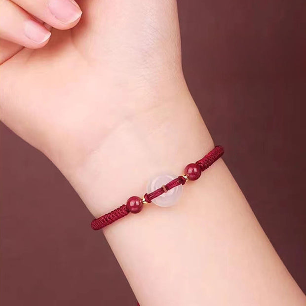 Buddha Stones Peace Buckle White Agate Flat Knot Diamond Knot Red String Connection Bracelet - image 11