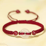 Buddha Stones Peace Buckle White Agate Flat Knot Diamond Knot Red String Connection Bracelet - image 1