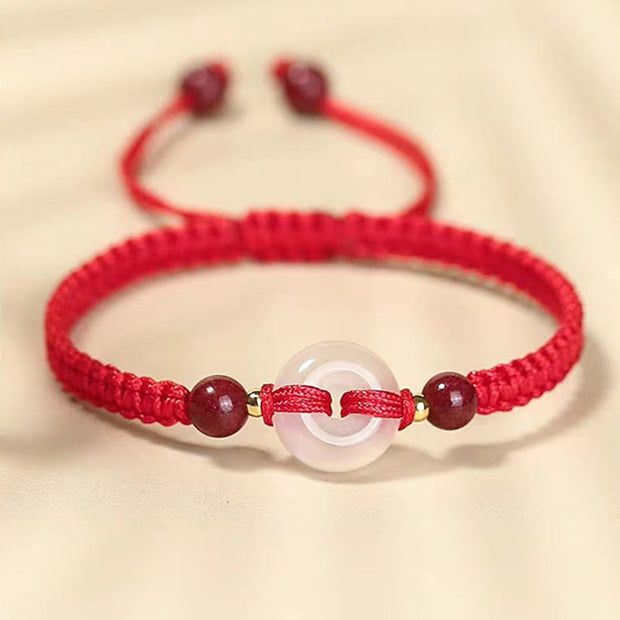 Buddha Stones Peace Buckle White Agate Flat Knot Diamond Knot Red String Connection Bracelet - image 13