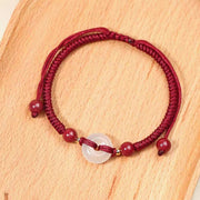 Buddha Stones Peace Buckle White Agate Flat Knot Diamond Knot Red String Connection Bracelet - image 8