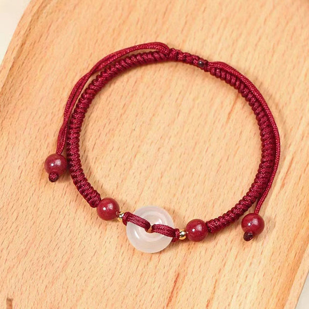 Buddha Stones Peace Buckle White Agate Flat Knot Diamond Knot Red String Connection Bracelet - image 8