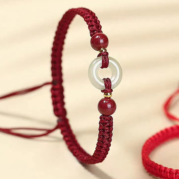 Buddha Stones Peace Buckle White Agate Flat Knot Diamond Knot Red String Connection Bracelet - image 2