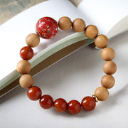 Buddha Stones Lacquer Craft Bead Sandalwood South Red Agated Protection Bracelet - image 2