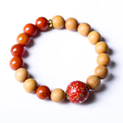 Buddha Stones Lacquer Craft Bead Sandalwood South Red Agated Protection Bracelet - image 6