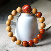 Buddha Stones Lacquer Craft Bead Sandalwood South Red Agated Protection Bracelet - image 4