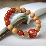 Buddha Stones Lacquer Craft Bead Sandalwood South Red Agated Protection Bracelet - image 3