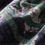 Buddha Stones Fall Printed Patchwork Design Drawstring Long Sleeve Linen Midi Dress With Pockets - image 5